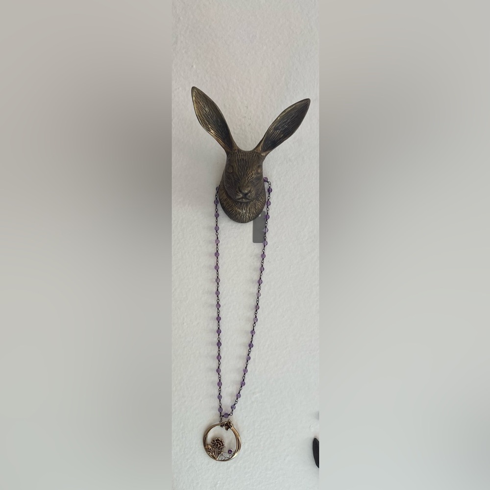 Cynthia Gale hyacinth amethyst, bronze & sterling silver necklace.